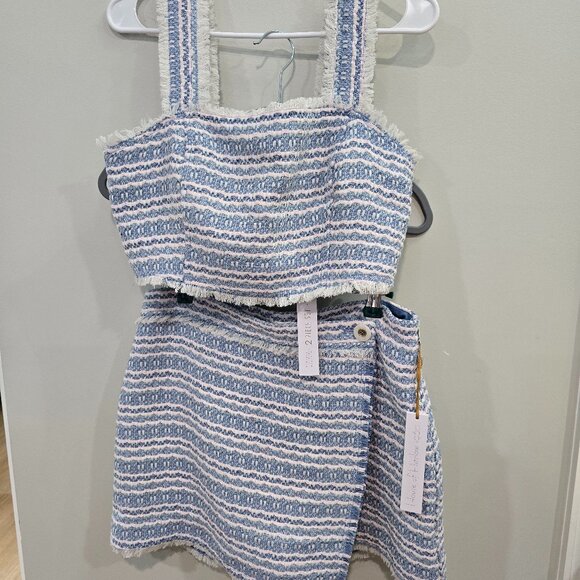 *HOUSE OF HARLOW* Ladies Size 8 -1960 Tweed Skirt (Skort) & Top-2 Piece Set Blue